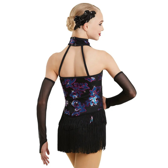Dance Costume Medium Child Pink Blue Weissman 10919 Jazz Latin Tap Sequin Fringe - Picture 3 of 3